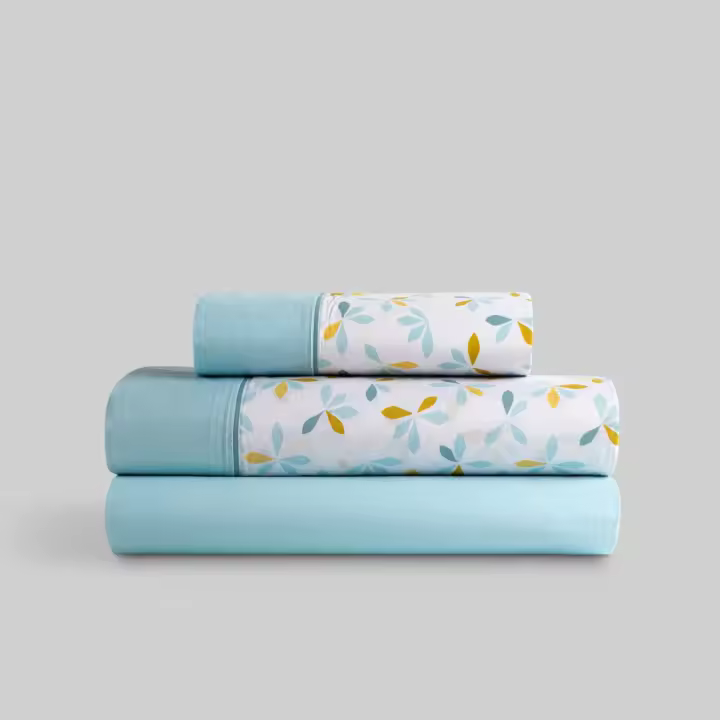 Llartextil Juego de Sábanas Karamelo Elma Aguamarina 50% Algodón / 50% Poliéster - 1