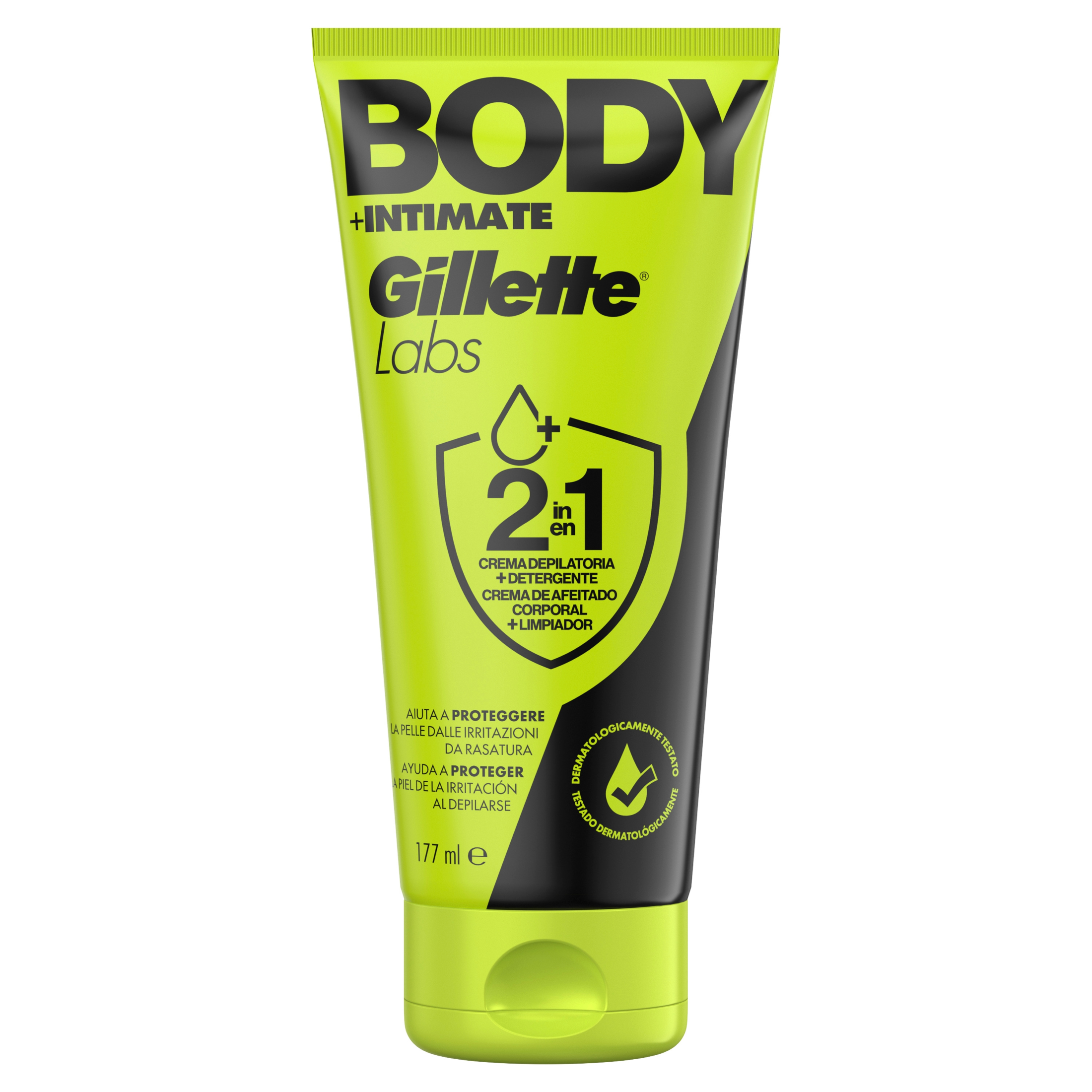 Gillettelabs Body + Intimate Crema De Afeitado Corporal Y Limpiador 2 En 1 Con Un Toque De Aloe, 177ml