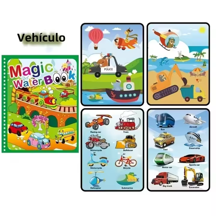 Libro De Pintura Con Agua Para Niños Reutilizable Con Dibujos De Animales Cartoon Herramienta Educativa Y De Aprendizaje Para La Infancia - 1