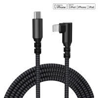 Cable Elbowed 20W USB C a Lightning Para iPhone 15 14 13 12 pro Max Cable De Carga Rápida Tipo C a Lightning Malla Tejida Negro Gris - details 3