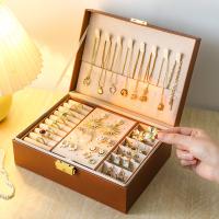 Caja de almacenamiento de joyas forrada de terciopelo para pendientes, anillos y collares de joyería-Blanco - details 3