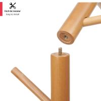LUTODY - Perchero de pie madera maciza, Forma de árbol, 8 ganchos para colgar prenda ropa chaqueta bolso sombrero, Altura ajustable, Base estable, Estilo nórdico para entrada recibidor dormitorio habitación - details 2