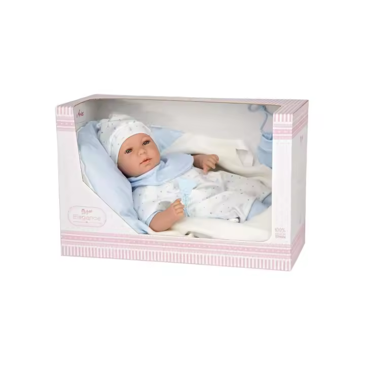 MUÑECO ARIAS ELEGANCE 45 CM LOIS AZUL CON MANTA, BABERO - 65296 - 1