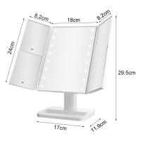 Espejo Maquillaje, 2X/3X/10X Espejo de Maquillaje de Tres Pliegues con Pantalla Táctil Ajustable y 24 Luz LED Espejo Iluminado Tocador Espejos Cosméticos de Encimera (negro) - details 1