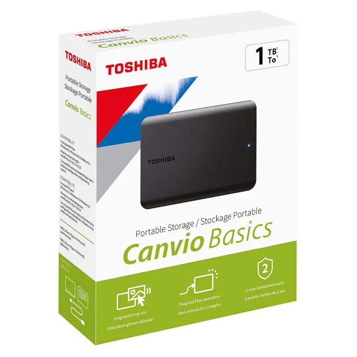 Toshiba Canvio Basics 2022 Disco Duro Externo 2.5" USB 3.2 Capacidades de 1TB, 2TB y 4TB , Compatible con 2.0, Color Negro - 1