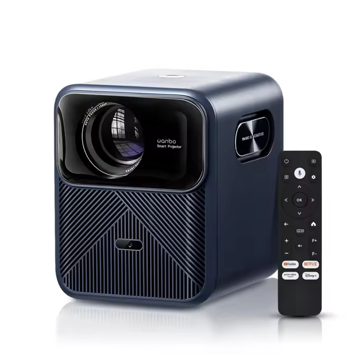 Proyector Wanbo Mozart 1 Pro con Wifi y Bluetooth, proyector de película Android TV 11, proyector inteligente nativo de 900 lúmenes ANSI 1080P, enfoque automático, evitación de objetos y adaptación de - 1