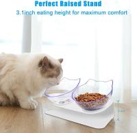 Cuenco transparente para Gatos, Cuenco Doble ajustable con soporte Elevado, Agua y Comida previene Las - details 2