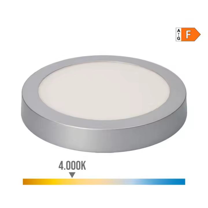 EDM Downlight LED Superficie Redondo 20W 1500lm Luz Día Cromado Ø22,5cm - 31592  Iluminación Interior Downlights - 1