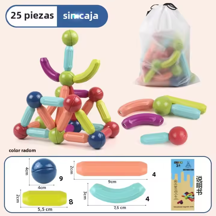 Juego De Bloques Constructores Magnéticos Para Niños Y Niñas Juguetes Educativos Montessori Con Varillas De Hierro Para El Desarrollo De La Creatividad Y La Inteligencia - 1
