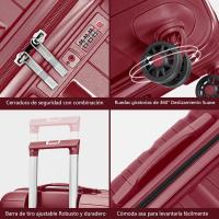 Artree | Maletas de viajes color Granate, Equipaje de Mano, Maleta de Cabina para avión ligera y Rígida varios tamaños - details 3