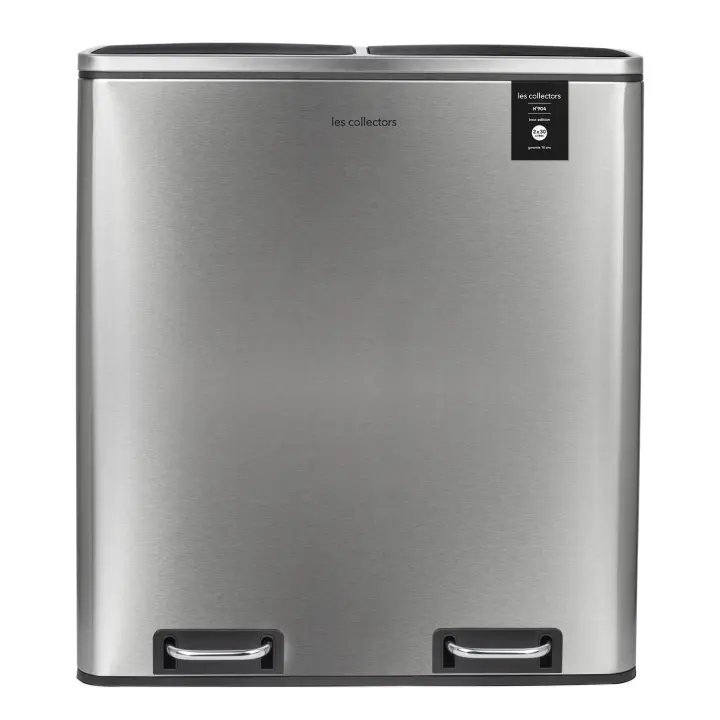 Les Collectors Cubo de basura de Reciclaje Cocina, 60L, 2x30L, acero inoxidable, 66 cm - 1