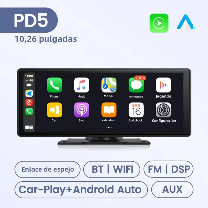 Reproductor Multimedia Para Coche Universal 1 Din Pantalla Táctil Portátil De 6.86" 10.26" Con Wireless Carplay Android Navegación FM Cámara De Visión Real - 1