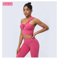 Sudadera Deportiva Para Mujer Con Almohadillas Medio Soporte Hombro Único Yoga Fitness Running Ropa De Gimnasio - details 8