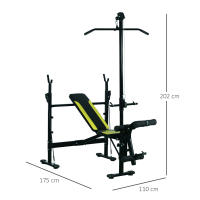 HOMCOM Banco de Pesas Reclinable Banco de Musculación Multifuncional con Altura Ajustable para Fitness Entrenamiento Completo en Gimnasio y Casa Carga 250 kg 175x110x202 cm Negro - details 2