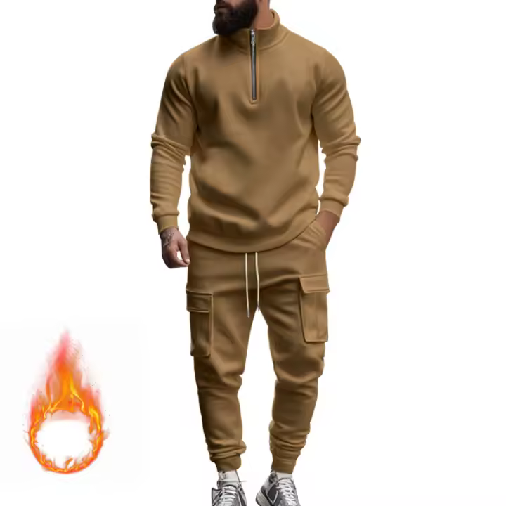 Conjunto Deportivo Casual Para Hombres Verano Otoño Invierno Con Cierre De Cremallera Y Veludo Tejido De Poliéster Talla S a XXXL - 1