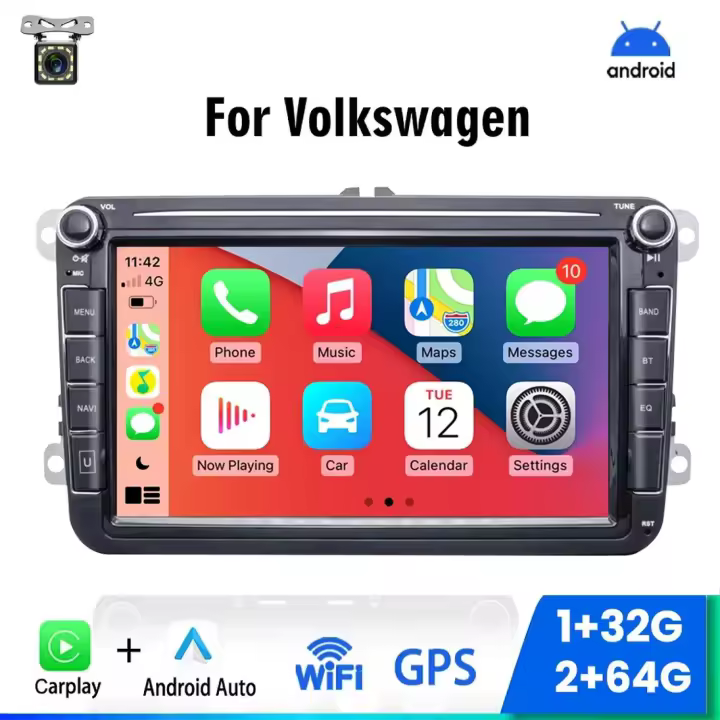 Reproductor Multimedia 2 Din para Volkswagen Golf 5 Transporter Volkswagen Passat B6 Polo Jetta Skoda Seat Android 13,0 Carplay Radio GPS para Coche - 1