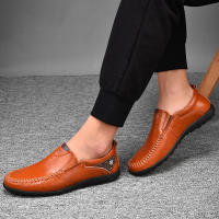 Zapatos Casuales Hechos a Mano Para Hombres Plataforma Plana Transpirables Zapatillas De Exterior Loafers Con Cubierta Superior De Cuero Split - details 9