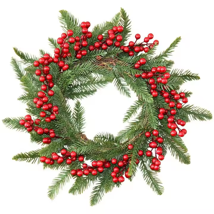 Guirnalda De Navidad Artificial De Bayas Rojas 175cm/190cm Planta Artificial Para Decoración De Hogar Arbol De Navidad Adorno De Boda Colgante - 1