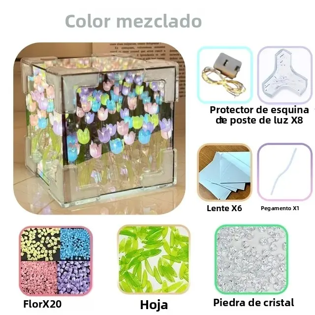 Lámpara De Espejo En Forma De Tulipán DIY Luz Nocturna De Flor Simulada Para Dormitorio Regalo De Cumpleaños Hecho a Mano - 1