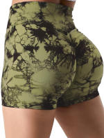 Shorts De Ciclismo De Yoga Para Mujer Cintura Alta Multicolor Tie-Dye Levantamiento De Caderas Sin Costuras Para Ejercicio Running Gimnasio - details 4