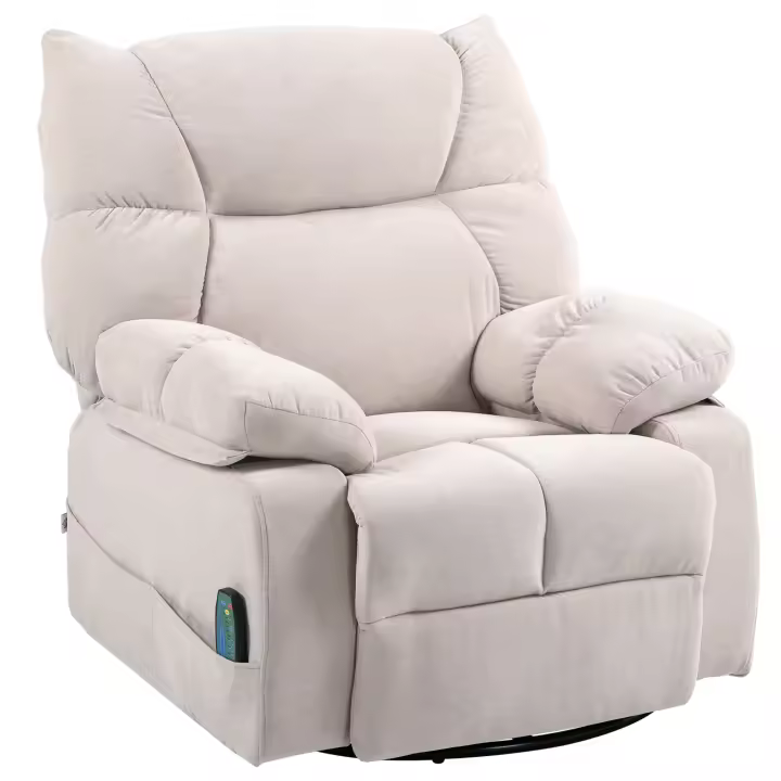HOMCOM Sillón reclinable con función de masaje, Sillón TV eléctrico con función de calentamiento, Función reclinable, Sillón de masaje giratorio con sistema de muelles, 4 bolsillos laterales y mando a distancia - 1