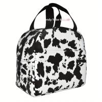 Bolsa De Almuerzo a Prueba De Calor Con Estampado De Vaca Reutilizable Para Camping Picnics Y Salidas a La Playa Diseño Negro Y Blanco Oxford Resistente - details 1