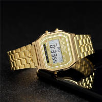 Reloj Digital De Lujo Para Hombre En Acero Inoxidable Dorado Y Plateado Estilo Business Moda Reloj Electrónico Resistente Al Choque - details 6