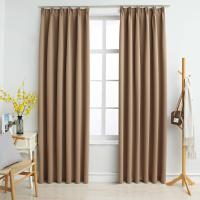 vidaXL Cortinas Opacas con Ganchos 2 Piezas 140x175 cm Decoración Visillo Color Azul,  Taupé,  Negro y mas - details 1