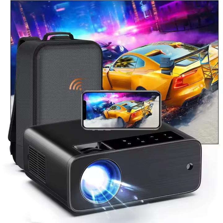 Proyector WiFi Bluetooth 5G con Estuche. proyector Full HD 1080P 9500 lúmenes 5G WiFi Bluetooth 4K LCD LED Proyector de vídeo de Cine en casa/Conferencia al Aire Libre, para i-OS/Android/TV Stick - 1