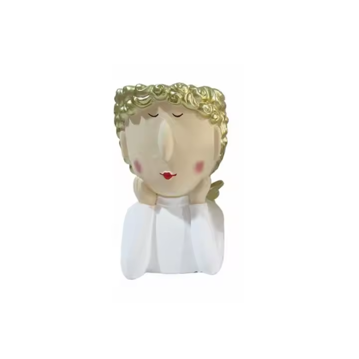 Florero de cemento con cara de mujer. Medidas:13x13x20 cm. akihaydeto - 1