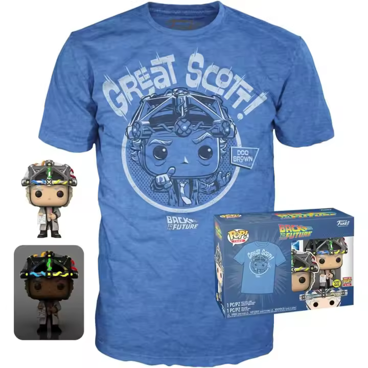 Funko  DOC Helmet Regreso al Futuro CAsco GITD  Camiseta  M Pop and Tee Back Future Emmet Brown - 1