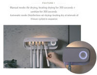 Nuevo Porta Cepillo De Dientes UV Con Secado Automático Y Esterilizador Inteligente Para Baño Pared Montada Recargable Secado Rápido - details 3