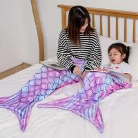 Manta De Sirena De Flannel Para Adultos Y Niños Manta Universal Para Dormir Manta De Cola De Sirena Bolsa De Sueño Propiedades De Fotografía - details 3
