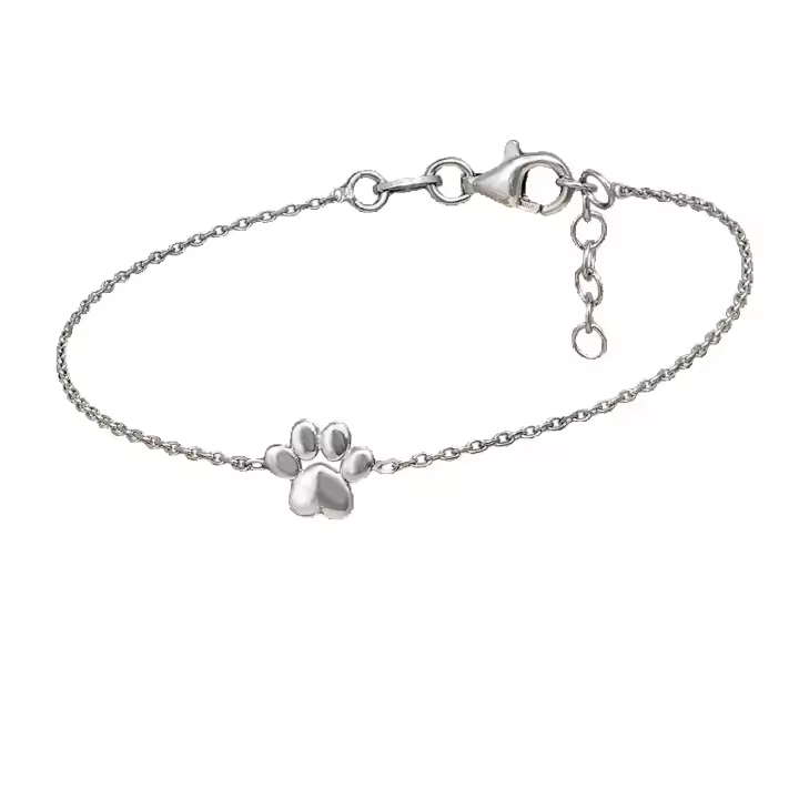 Pulsera de Plata con Diseño de Huella de Mascota, 16+3 cm, 8x7 mm, Ref: CHP133PULP404C - 1