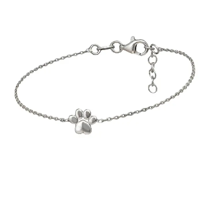 Pulsera de Plata con Diseño de Huella de Mascota, 16+3 cm, 8x7 mm, Ref: CHP133PULP404C - 1