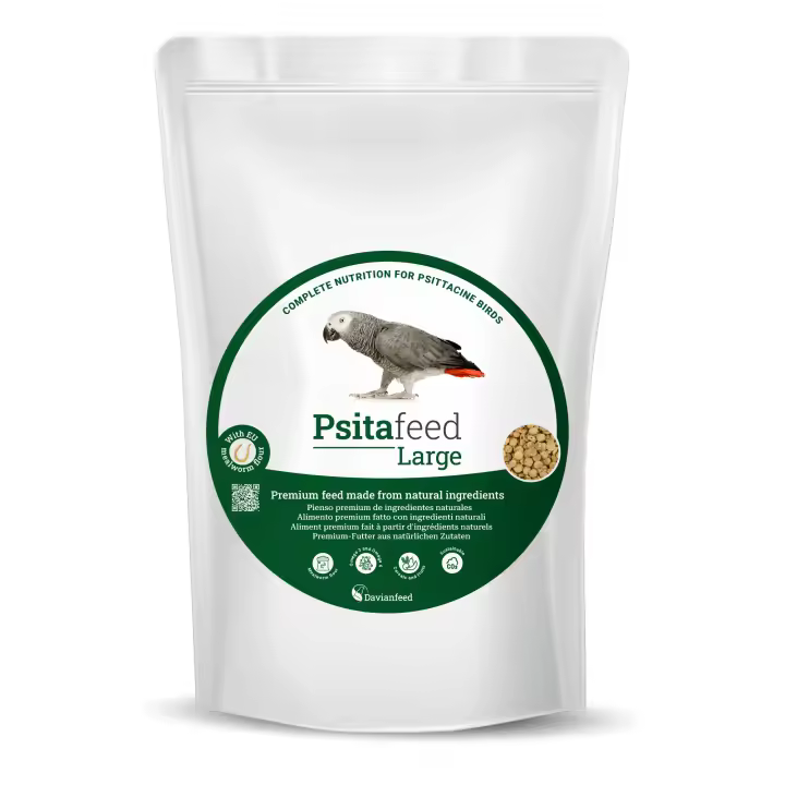 Psitafeed Large - Alimento con Proteína de Insectos para Loros y Cacatúas 1 kg con Manzana, Naranja y Pera - Producción y Cría Europea - Davianfeed - 1