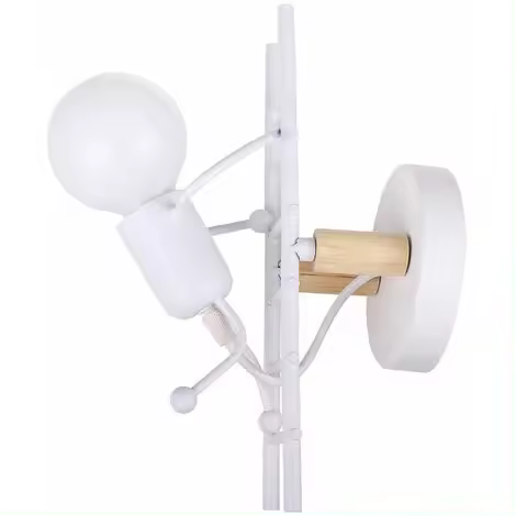 Lámpara de pared creativa Little Iron Man, lámpara de pared de estilo minimalista industrial, lámpara de interior para niños, bar, dormitorio, cocina, comedor, color blanco - 1