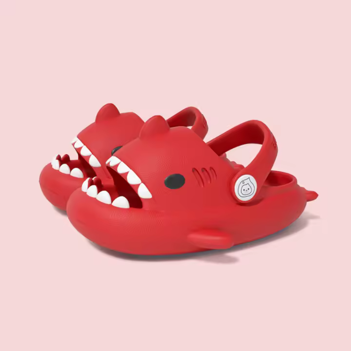 Mov Gran oferta de zapatos con correa de tiburón para niños y niñas, lindas sandalias antideslizantes con dibujos animados para bebés. - 1