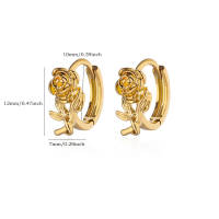 Pendiente De Flor De Rosas En Acero Inoxidable Para Mujer Color Oro Estilo Aesthetic Joyería De Lujo Accesorios BFF - details 5