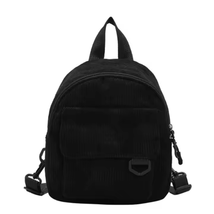 Mochila Mini De Veludo Con Rayas Minimalista Y Versátil Para Estudiantes Y Mujeres Para Viajes De Largo Y Corto Plazo - 1