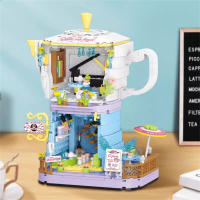 Juguete De Construcción Miniatura De Casa En Árbol De Coco Con Tienda De Café Y Barracas De Bebidas Juego De Bloques Plásticos Para Niños Edad Recomendada 3-14 Años - details 1