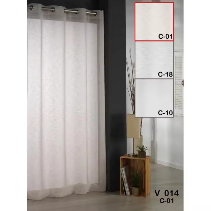 Dolz, visillo de color beige con un estilo rústico jaspeado para decoración y de fácil colocación(140 x 260 cm) - 1