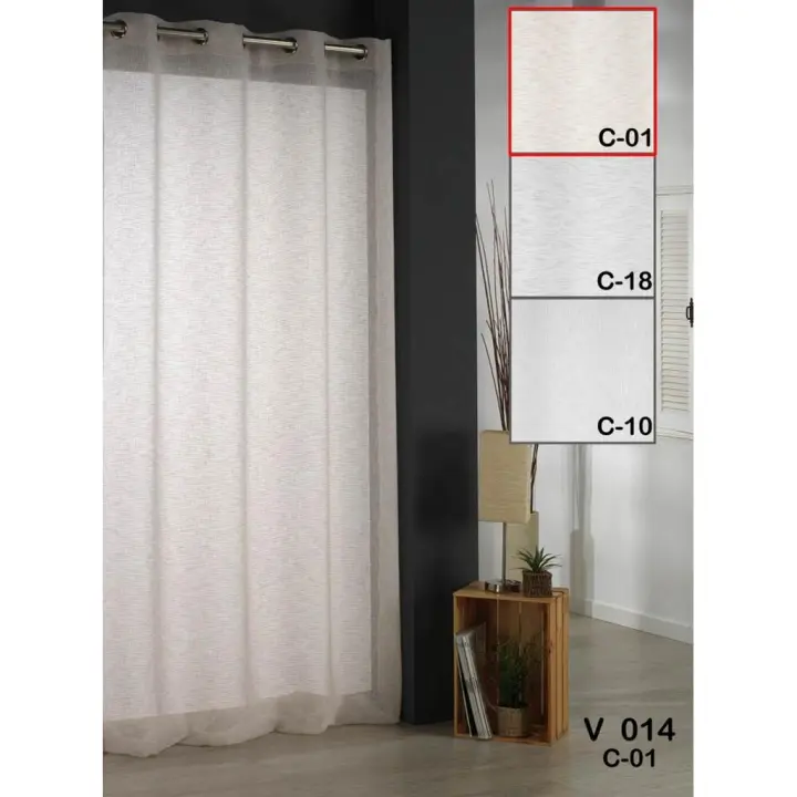 Dolz, visillo de color beige con un estilo rústico jaspeado para decoración y de fácil colocación(140 x 260 cm) - 1