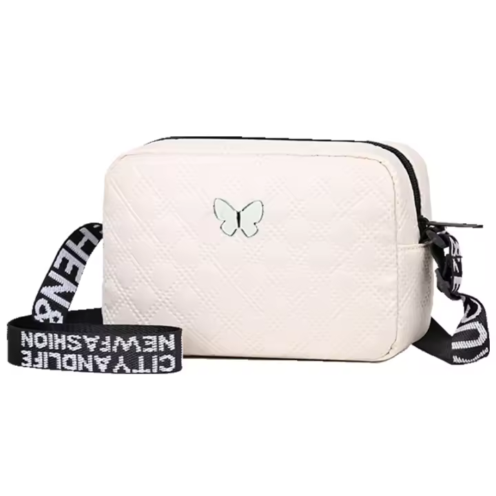 Bolso Cuadrado Pequeño De Nailon Para Hombre Y Mujer Con Flecos Y Forma De Diamante Bolsa De Hombro Cruzada En Forma De Lazo Para Cámara - 1
