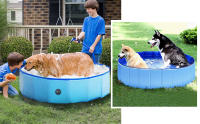 Piscina Plegable para Mascotas Perros 80×20 cm Bañera Portátil de PVC Resistente con Drenaje Ideal para Mascotas BPS-15900 - details 1