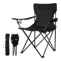 TIENDA EURASIA - Silla Playa o Camping Plegable, con Funda de Transporte y Asas, Estructura de Metal, Asiento Impermeable, Color Negro, 50x50x80 cm - details 0