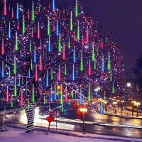 Luces De Lluvia De Meteoros LED Para Decoración De Navidad Y Fiestas Colgante De Agua Caída Fairy Para Patio 30/50CM Con Enchufe EU - details 2