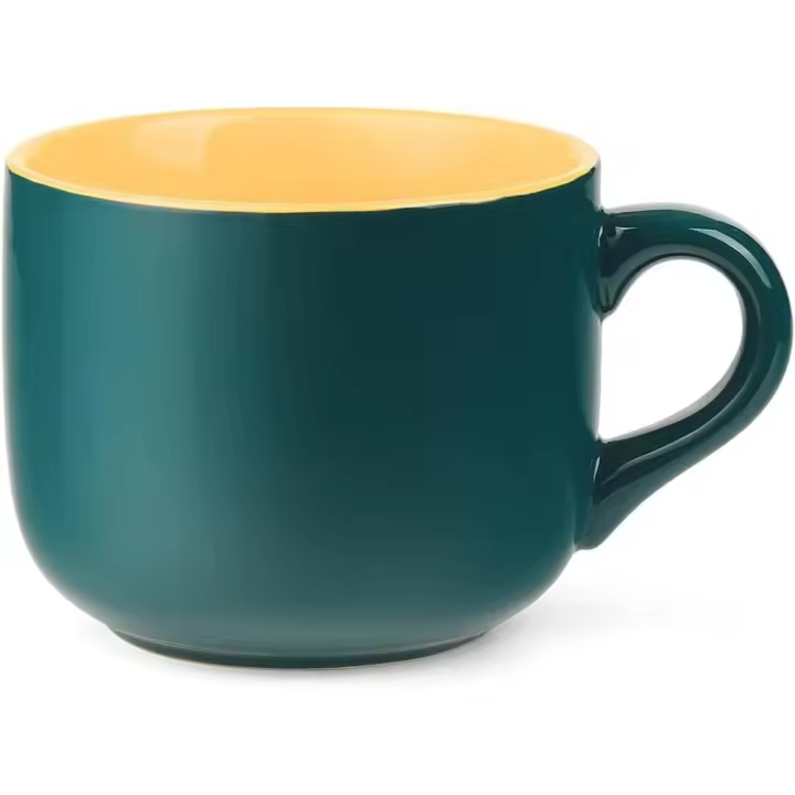 Taza de café de cerámica, taza de té grande para la oficina y el hogar, apta para lavavajillas y microondas (verde) - 1