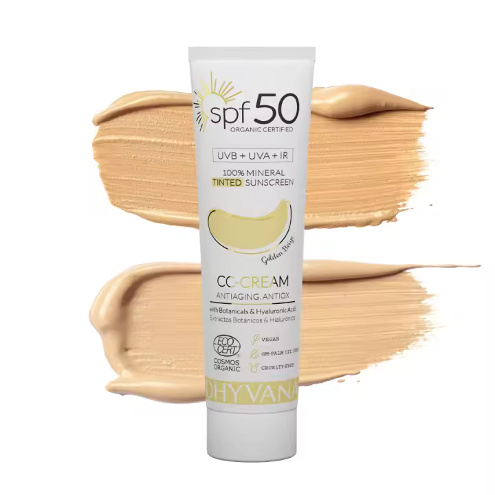 Protector Solar Facial 100% Natural Mineral SPF 50 | CC-cream con color | DHYVANA - 1