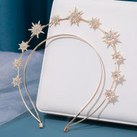 Diadema De Estrella Barroca Brillante Para Mujeres Con Doble Capa Y Hexagrama Accesorio De Boda Hecho a Mano Anillo De Pelo Delgado - details 2